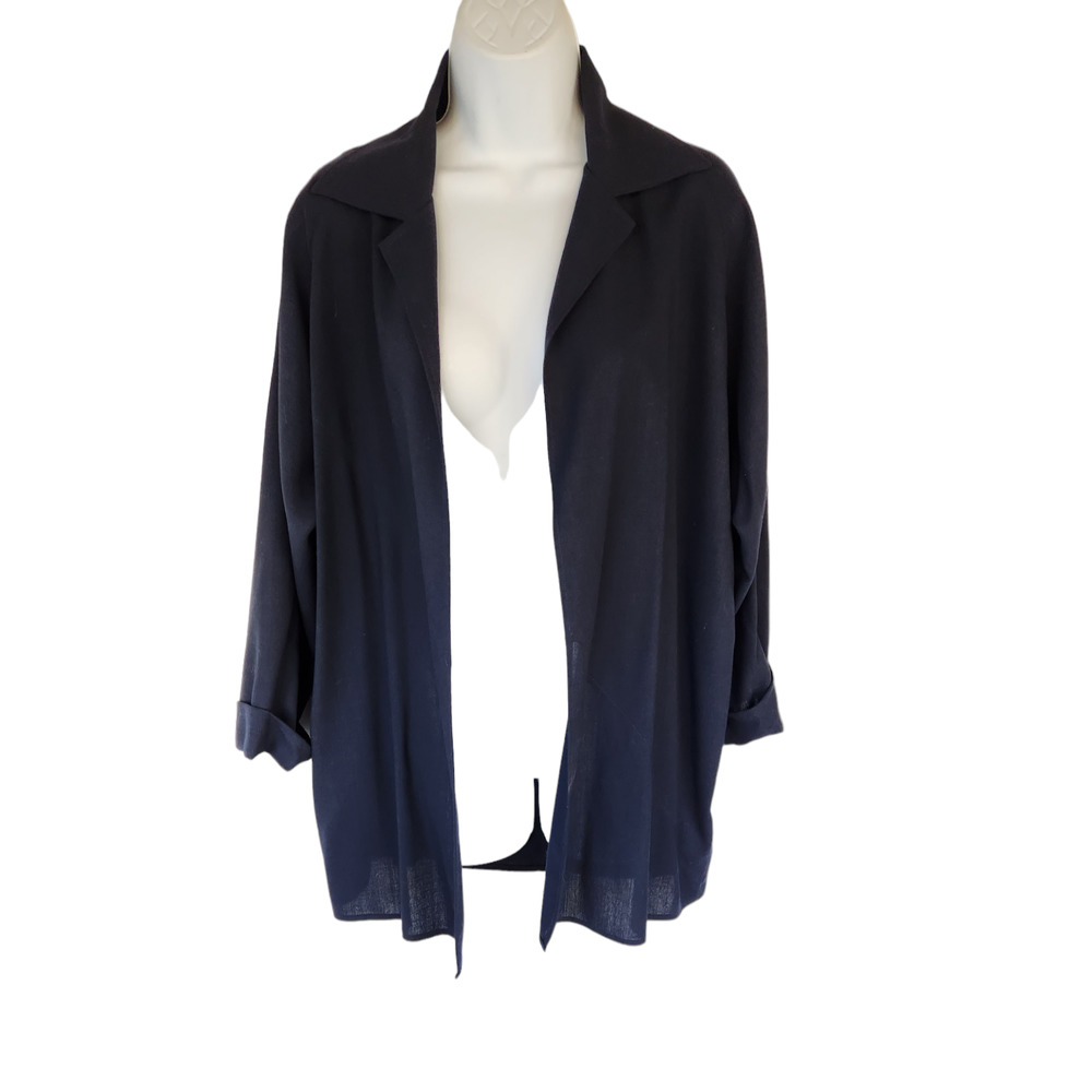 Shamask Navy Open Front Wool Jacket 1 - image 2